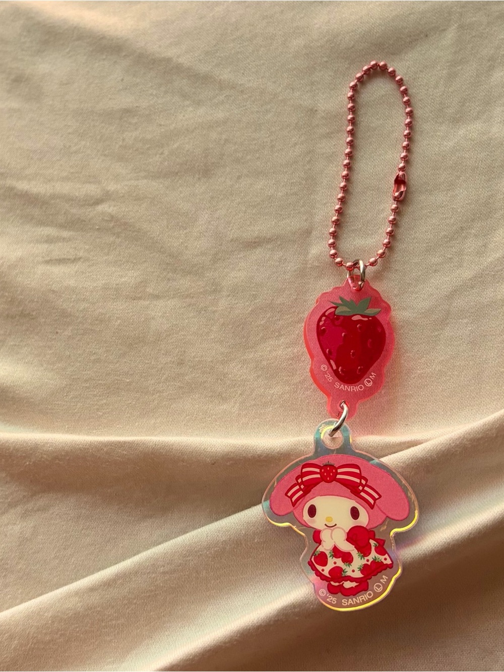 Sanrio My Melody Strawberry Pink Acrylic Keychain